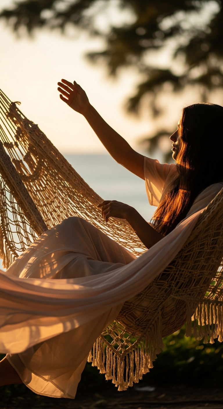 Динамическая поза в гамаке